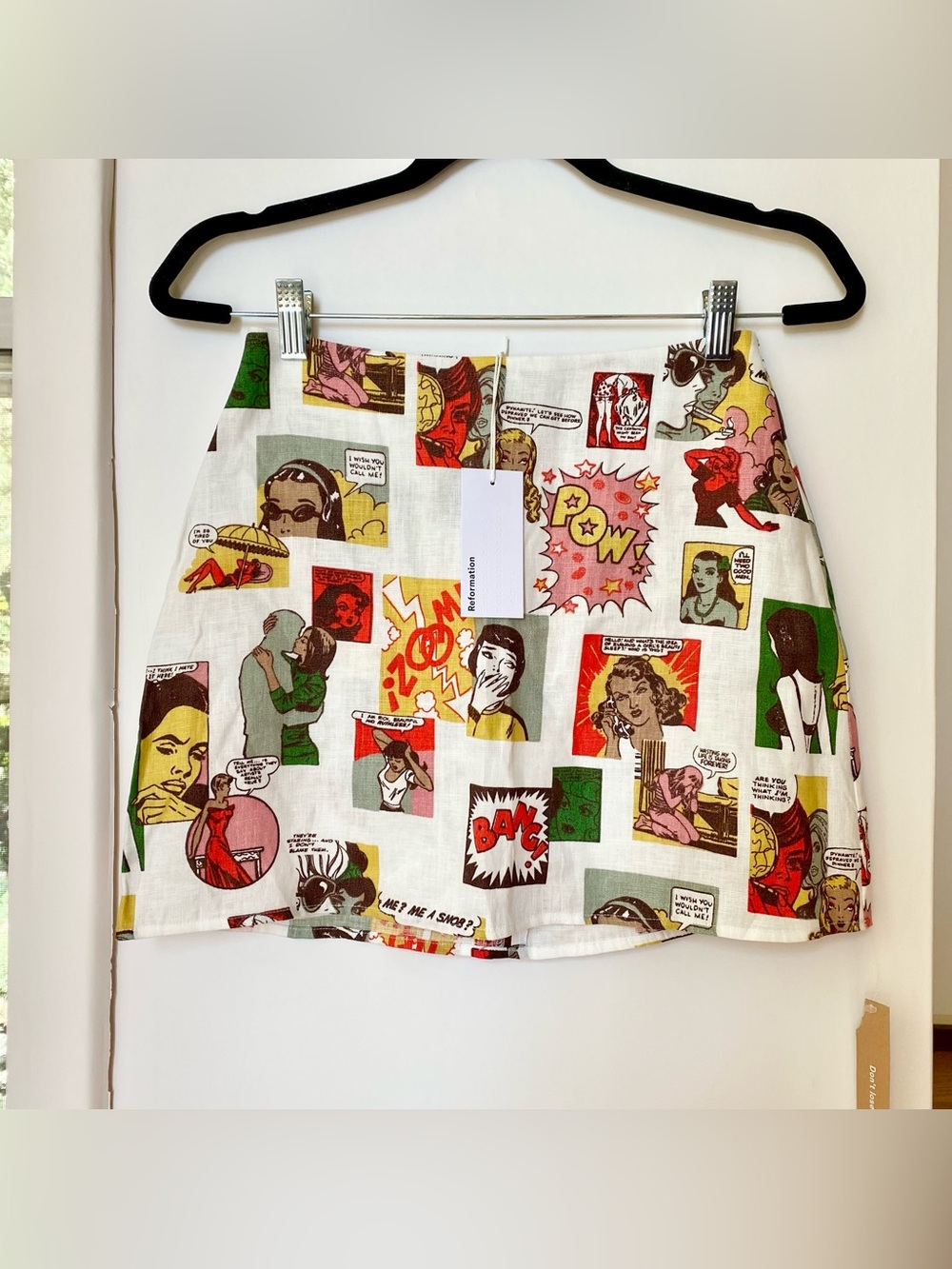 NWT Reformation Veranda Linen Mini Skirt Comic Book 2